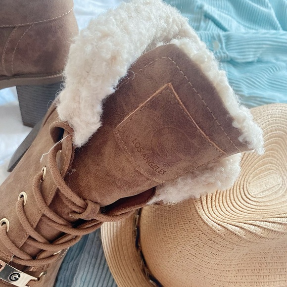 GBG Los Angeles lace up faux fur boots - Picture 5 of 13